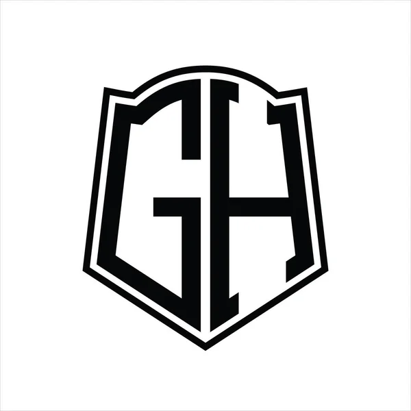 Монограмма Логотипа Изображением Контура Щита Белом Фоне — стоковый вектор