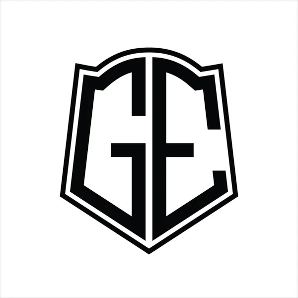 Монограма Логотипу Шаблоном Дизайну Контуру Щита Ізольовано Білому Тлі — стоковий вектор