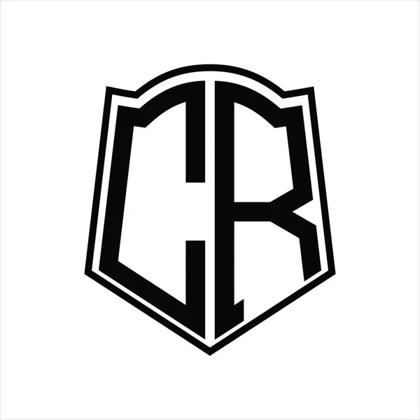 Монограмма Логотипа Изображением Контура Щита Белом Фоне — стоковый вектор