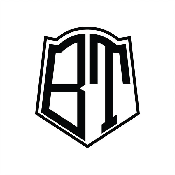 Logo Monograma Con Plantilla Diseño Contorno Forma Escudo Aislado Fondo — Archivo Imágenes Vectoriales