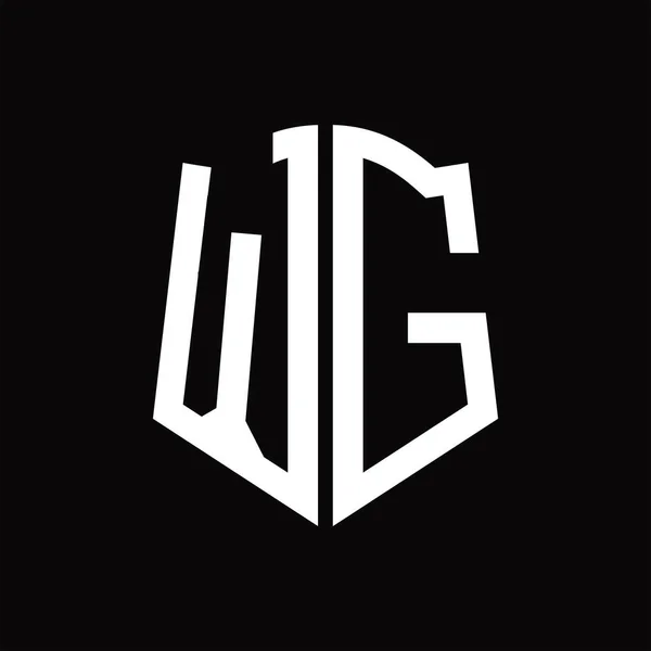 Λογότυπο Μονόγραμμα Κορδέλα Σχήμα Ασπίδας Μαύρο Φόντο Πρότυπο Σχεδιασμού — Διανυσματικό Αρχείο