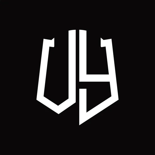 Λογότυπο Μονόγραμμα Ασπίδα Σχήμα Κορδέλα Μαύρο Φόντο Πρότυπο Σχεδιασμού — Διανυσματικό Αρχείο