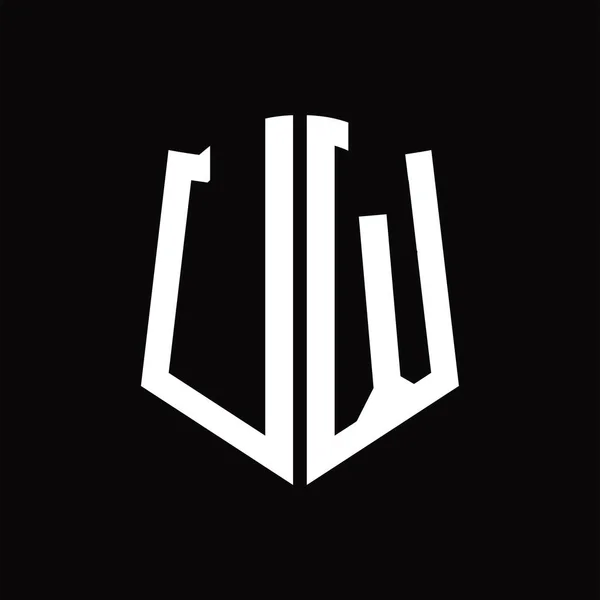 Logo Monogramm Mit Schildförmigem Band Schwarzer Hintergrund Design Vorlage — Stockvektor