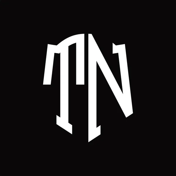 Kalkan Şekilli Logo Monogramı Siyah Arkaplan Tasarım Şablonu — Stok Vektör