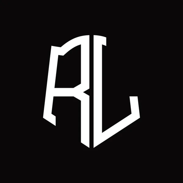 Kalkan Şekilli Logo Monogramı Siyah Arkaplan Tasarım Şablonu — Stok Vektör