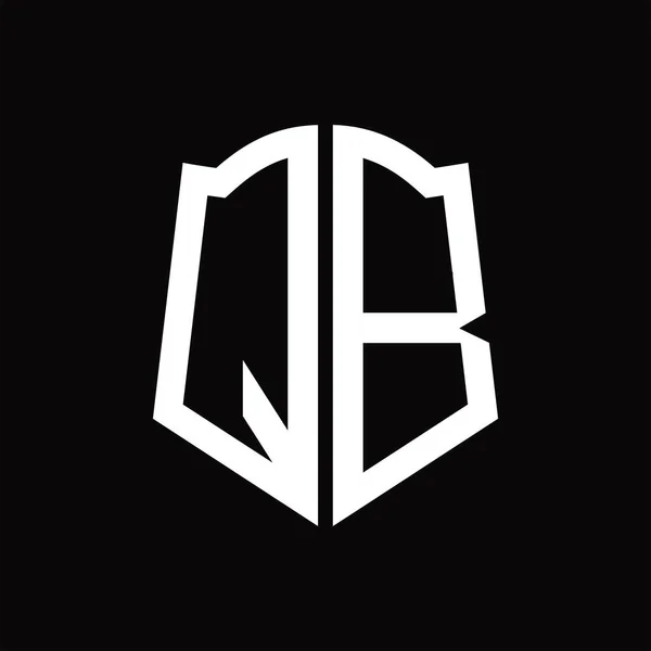 Logo Monogram Pajzs Alakú Szalag Fekete Háttér Design Sablon — Stock Vector