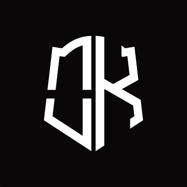 Logotyp Monogram Med Sköld Form Band Svart Bakgrund Design Mall — Stock vektor