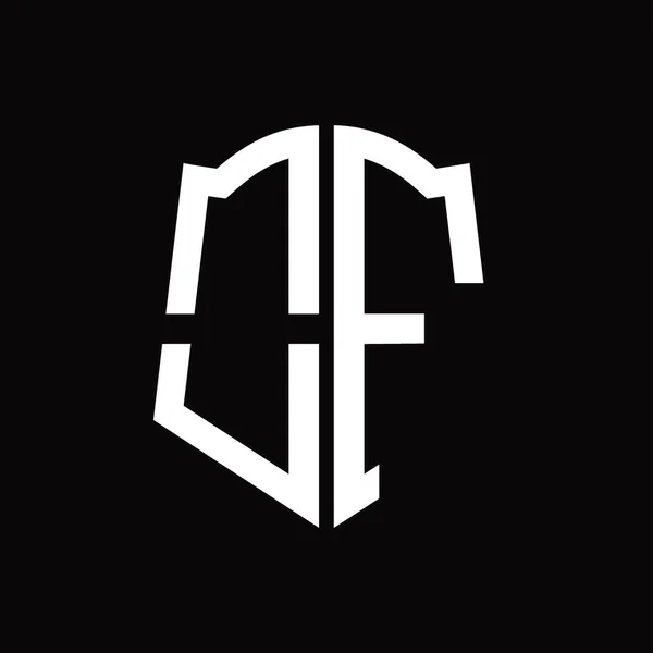 Του Μονόγραμμα Λογότυπο Ασπίδα Σχήμα Κορδέλα Μαύρο Φόντο Πρότυπο Σχεδιασμού — Διανυσματικό Αρχείο