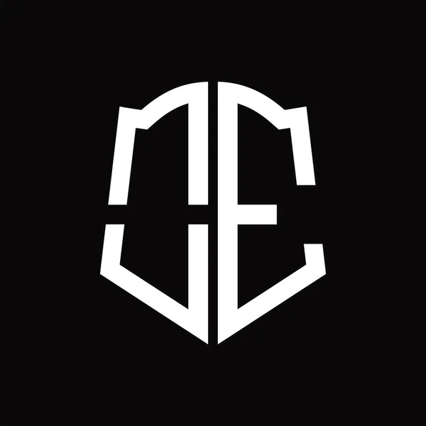 Μονόγραμμα Logo Κορδέλα Σχήμα Ασπίδας Μαύρο Φόντο Πρότυπο Σχεδιασμού — Διανυσματικό Αρχείο