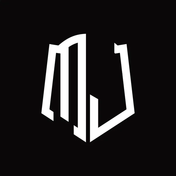 Монограма Логотипу Шаблоном Дизайну Стрічки Чорного Фону — стоковий вектор