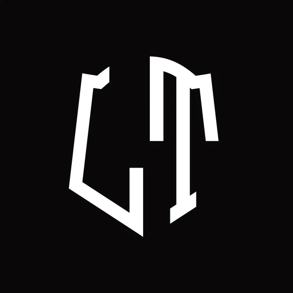 Λογότυπο Μονόγραμμα Κορδέλα Σχήμα Ασπίδας Μαύρο Φόντο Πρότυπο Σχεδιασμού — Διανυσματικό Αρχείο