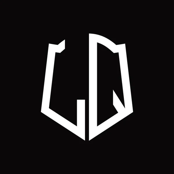 Λογότυπο Μονόγραμμα Ασπίδα Σχήμα Κορδέλα Μαύρο Φόντο Πρότυπο Σχεδιασμού — Διανυσματικό Αρχείο