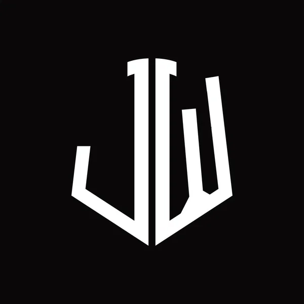 Kalkan Şekilli Siyah Arkaplan Dizayn Şablonuna Sahip Logo Monogramı — Stok Vektör