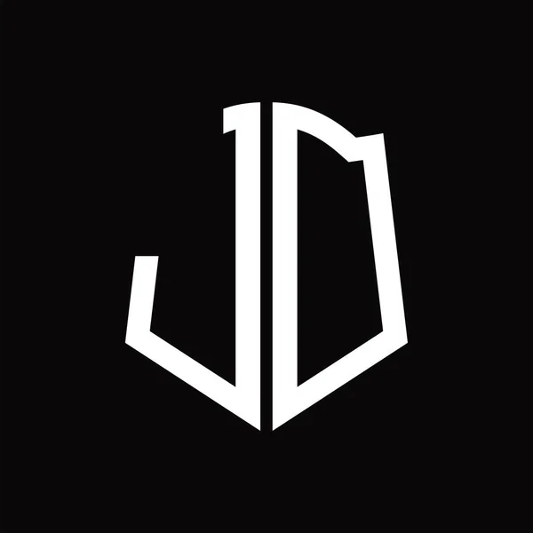 Logo Monogrammi Kilpi Muoto Nauha Musta Tausta Suunnittelu Malli — vektorikuva