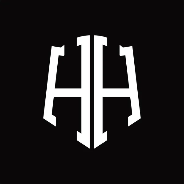 Логотип Монограмма Лентой Форме Щита Черный Фон Шаблон Дизайна — стоковый вектор
