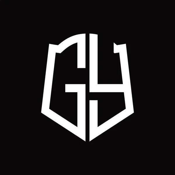 Logo Monogram Shield Shape Ribbon Black Background Design Template — 图库矢量图片
