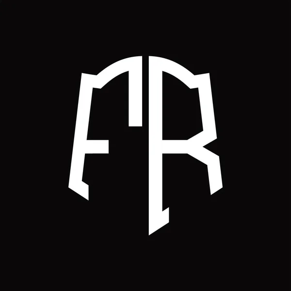 Монограма Логотипу Стрічкою Формі Щита Чорний Фон Шаблон Дизайну — стоковий вектор