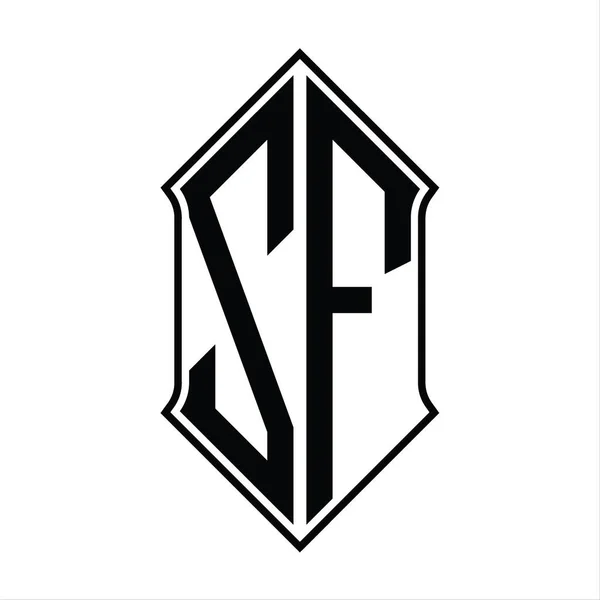 Logo Monogram Med Skärmform Och Svart Kontur Design Mall Vektor — Stock vektor