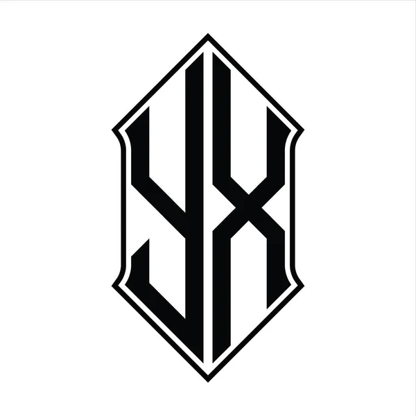 Logo Monogram Shieldshape Black Outline Design Template Vector Icon Abstract — Stock Vector