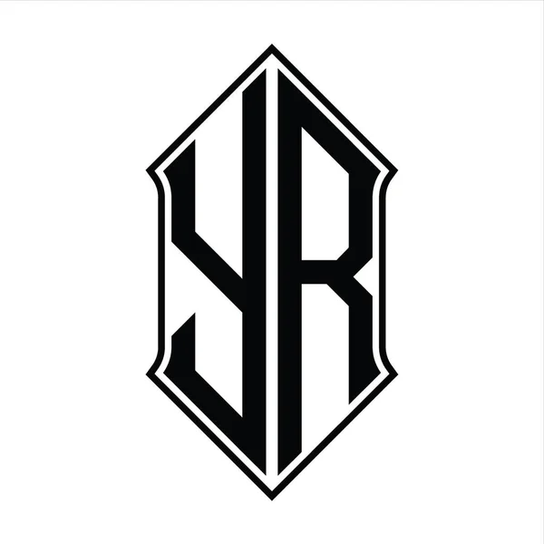 Логотип Монограмма Экраном Формы Черного Контура Дизайн Шаблона Векторной Иконки — стоковый вектор
