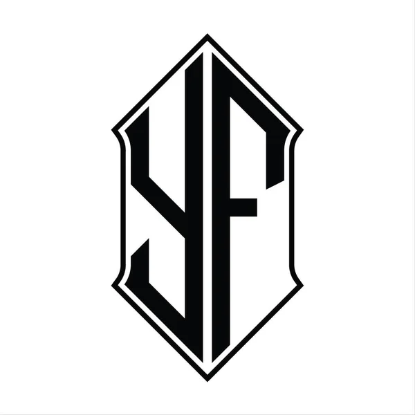 Logo Monogram Med Skärmform Och Svart Kontur Design Mall Vektor — Stock vektor