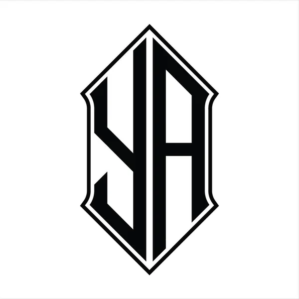 Logo Monograma Com Shieldshape Design Contorno Preto Modelo Vetor Ícone — Vetor de Stock