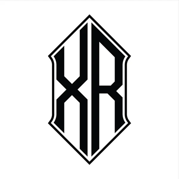 Logo Monogram Shieldshape Black Outline Design Template Vector Icon Abstract — Archivo Imágenes Vectoriales
