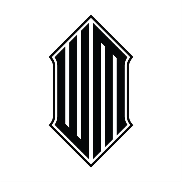 Монограмма Логотипа Экранированной Формой Черным Контуром Дизайн Шаблона Векторной Иконки — стоковый вектор