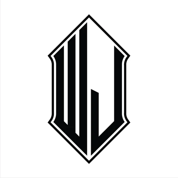 Монограмма Логотипа Экранированной Формой Черным Контуром Дизайн Шаблона Векторной Иконки — стоковый вектор