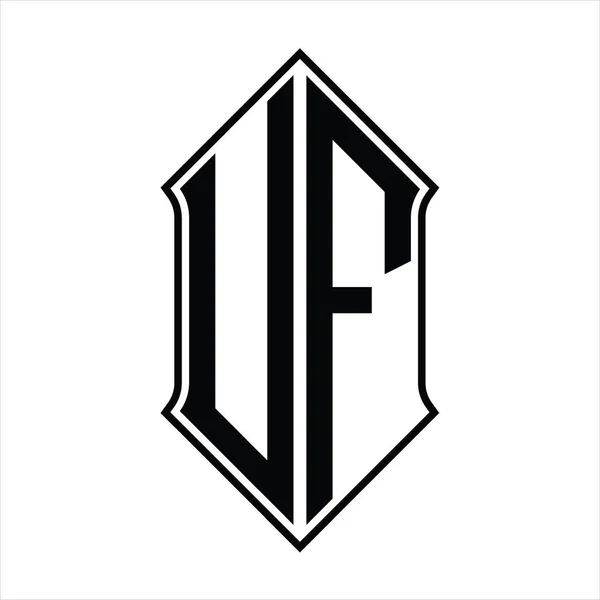 Monogramme Logo Avec Forme Bouclier Contour Noir Modèle Vectoriel Icône — Image vectorielle