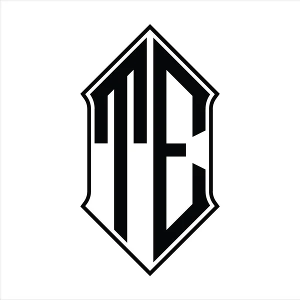 Logo Monograma Con Forma Escudo Contorno Negro Diseño Plantilla Vector — Vector de stock