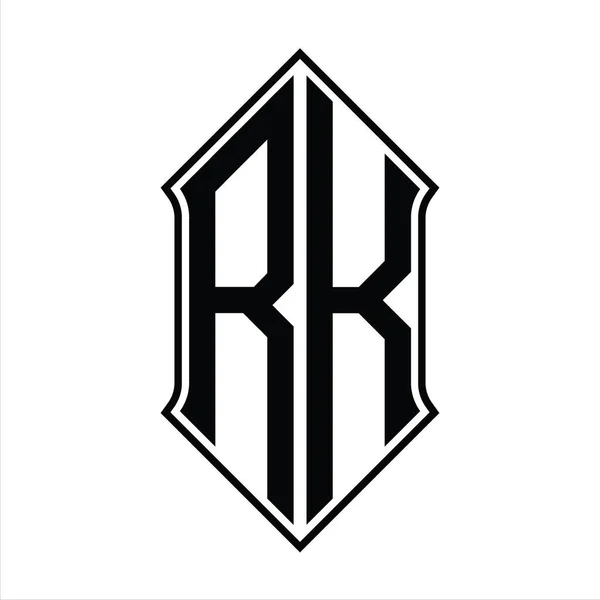 Logo Monogram Tvarem Stínítka Černým Designem Šablony Vektoru Abstraktní — Stockový vektor