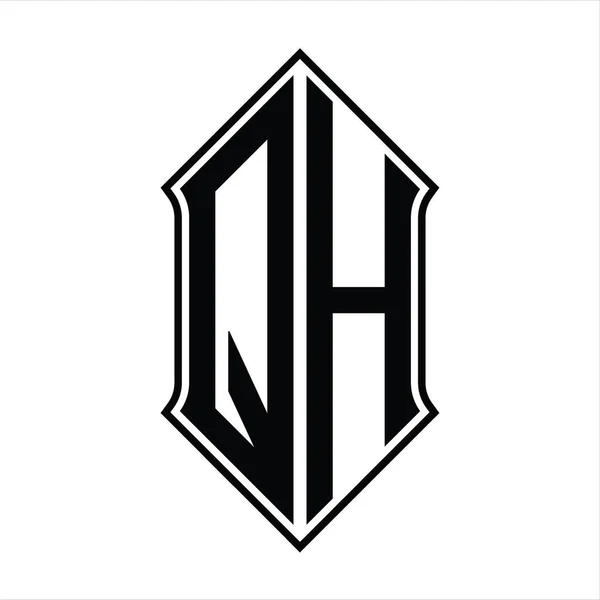Logo Monogramm Mit Schildform Und Schwarzen Umrissen Design Vorlage Vektor — Stockvektor