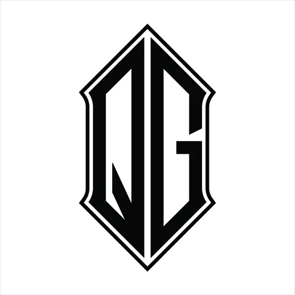 Logo Monogramma Con Forma Dello Schermo Disegno Contorno Nero Modello — Vettoriale Stock