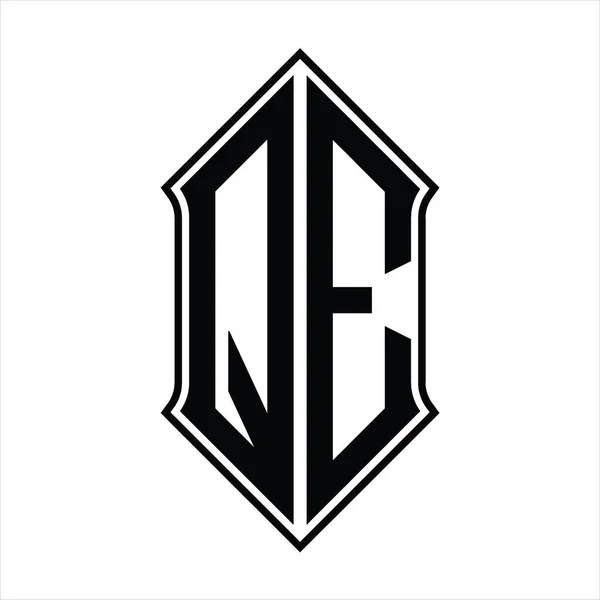 Logo Monogramma Con Forma Dello Schermo Disegno Contorno Nero Modello — Vettoriale Stock