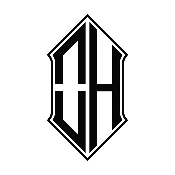 Μονογράφημα Λογότυπο Shieldshape Και Μαύρο Περίγραμμα Μοτίβο Πρότυπο Διάνυσμα Εικονίδιο — Διανυσματικό Αρχείο