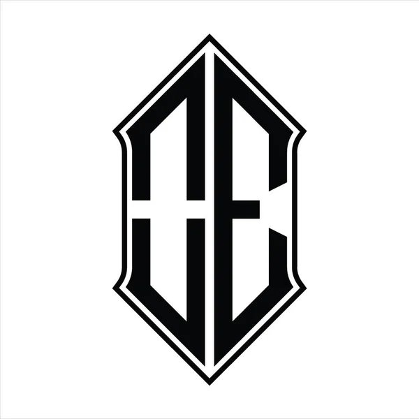 シールド形状とブラックアウトラインデザインテンプレートベクトルアイコンの抽象的なロゴのモノグラム — ストックベクタ