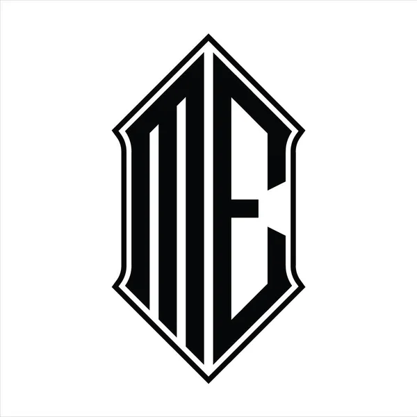 Logo Monogram Pajzs Alakú Fekete Körvonalú Design Sablon Vektor Ikon — Stock Vector