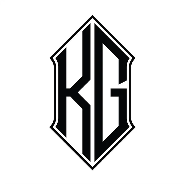 Logo Monograma Con Forma Escudo Contorno Negro Diseño Plantilla Vector — Archivo Imágenes Vectoriales