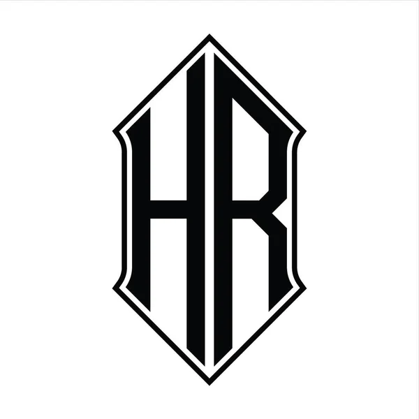Logo Monograma Con Forma Escudo Contorno Negro Diseño Plantilla Vector — Archivo Imágenes Vectoriales