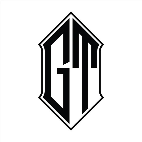 Logo Monogramm Mit Schildform Und Schwarzen Umrissen Design Vorlage Vektor — Stockvektor