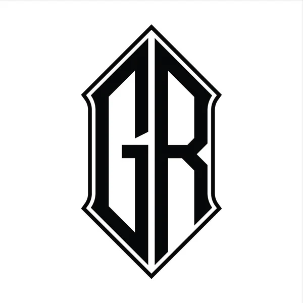 Logo Monogram Shieldshape Black Outline Design Template Vector Icon Abstract — Stock Vector