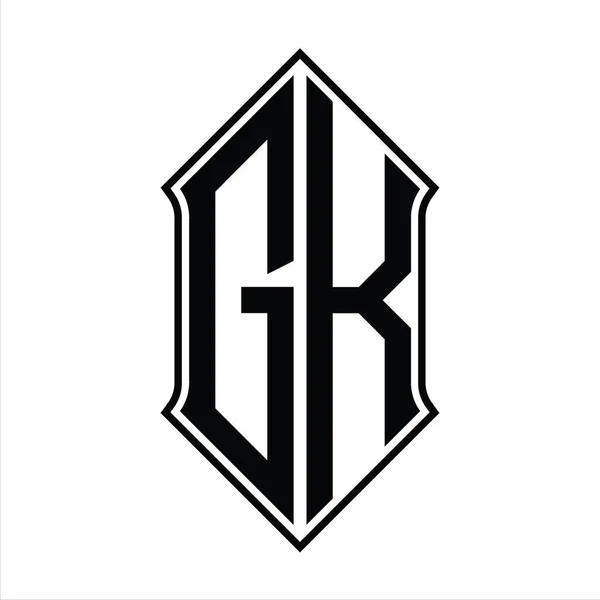 Logo Monogramm Mit Schildform Und Schwarzen Umrissen Design Vorlage Vektor — Stockvektor