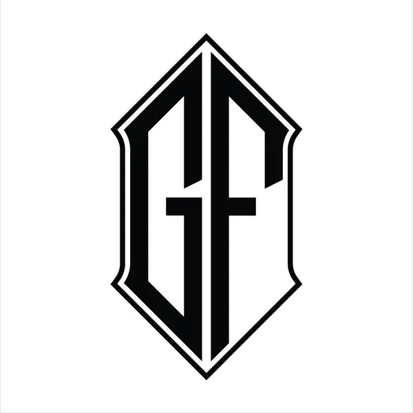 Monogramme Logo Avec Forme Bouclier Contour Noir Modèle Vectoriel Icône — Image vectorielle