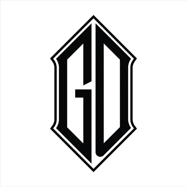 Logo Monogramm Mit Schildform Und Schwarzen Umrissen Design Vorlage Vektor — Stockvektor