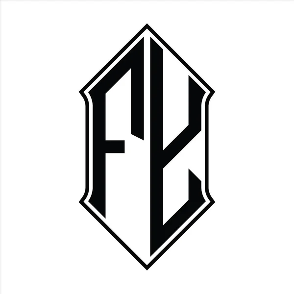 Logotyp Monogram Med Skärmform Och Svart Kontur Design Mall Vektor — Stock vektor