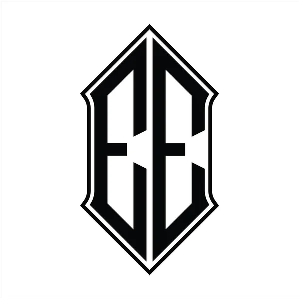Logo Monogram Met Schildvorm Zwarte Omtrek Ontwerp Template Vector Icoon — Stockvector
