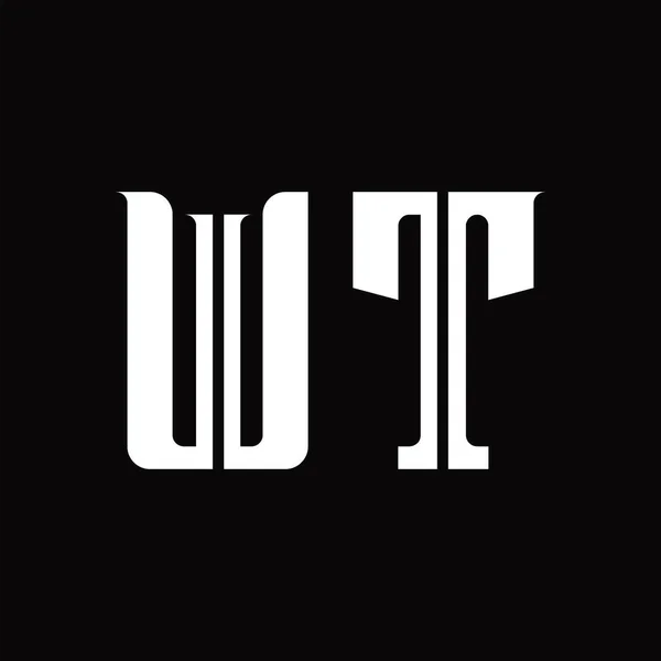 黑土设计模板上带有中间片的Wt标志主题图 — 图库矢量图片