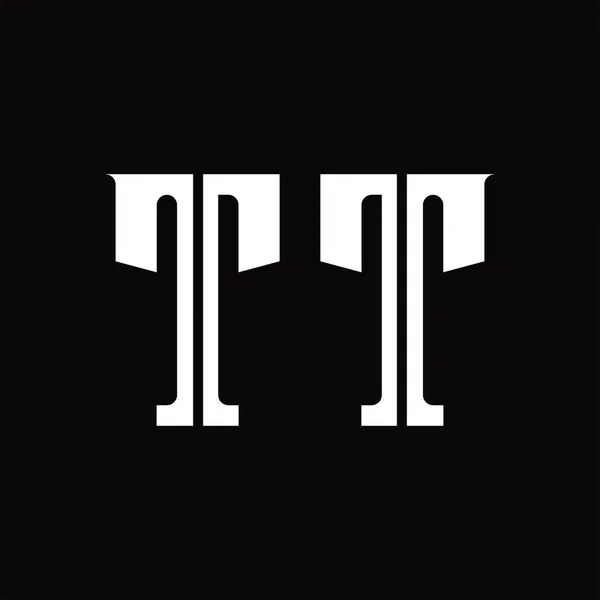 黒地のデザインテンプレート上の中間スライスとTtロゴのモノグラム — ストックベクタ