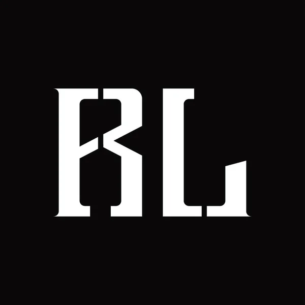 黑土设计模板上带有中间片的Rl标志主题图 — 图库矢量图片